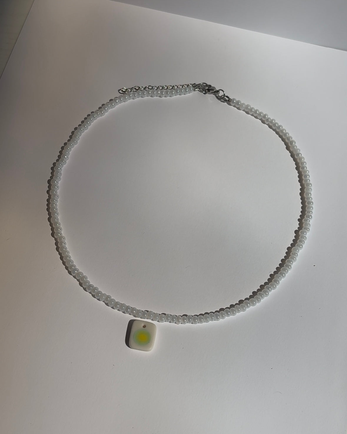 yellow + sea glass aura charm