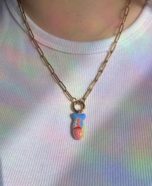 rainbow trout charm necklace