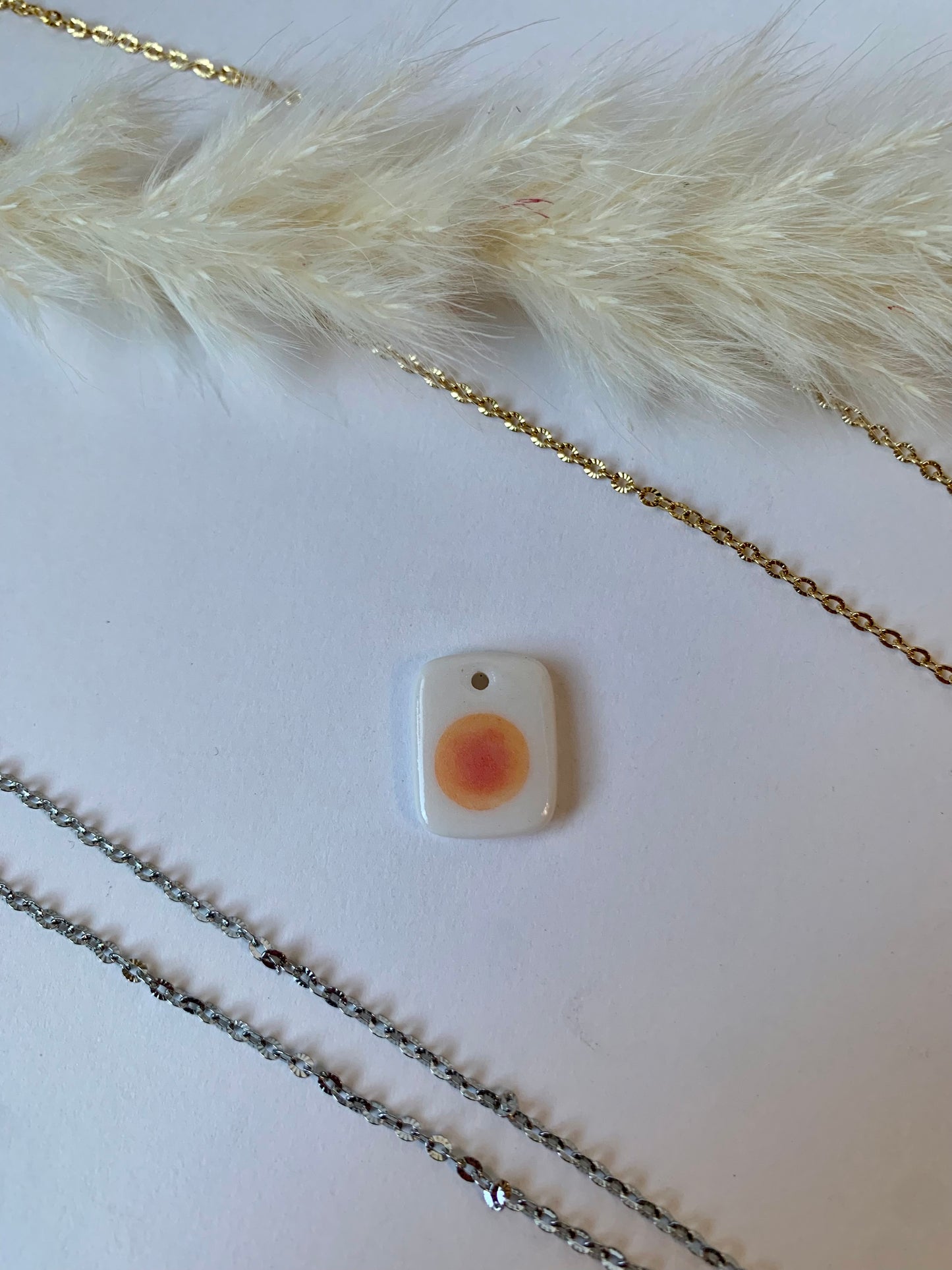 coral + orange aura charm necklace