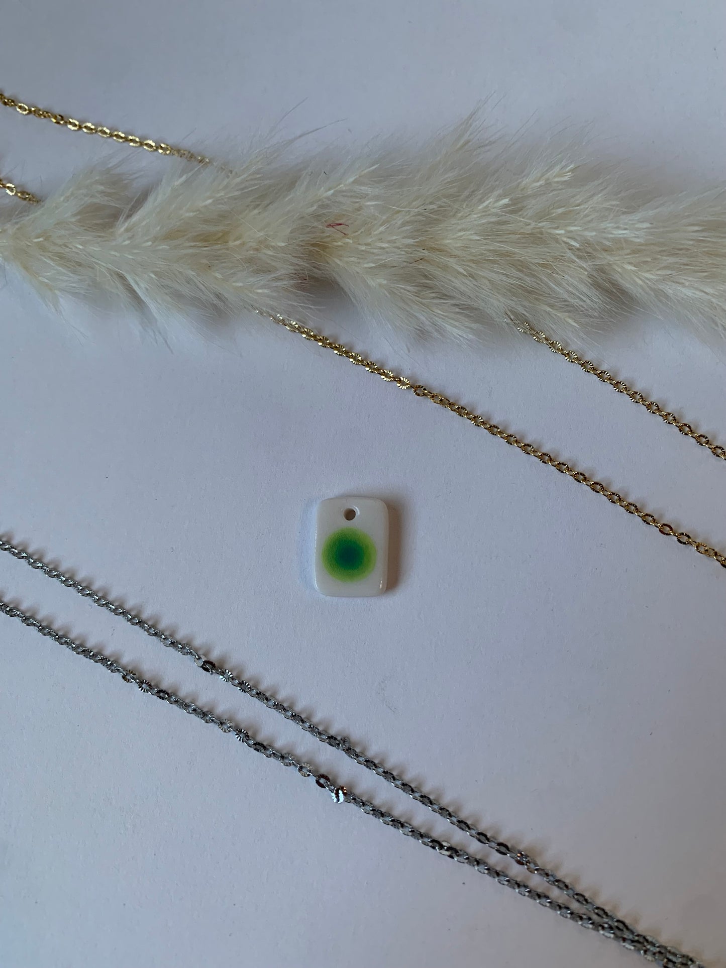 turquoise + lime green aura charm necklace