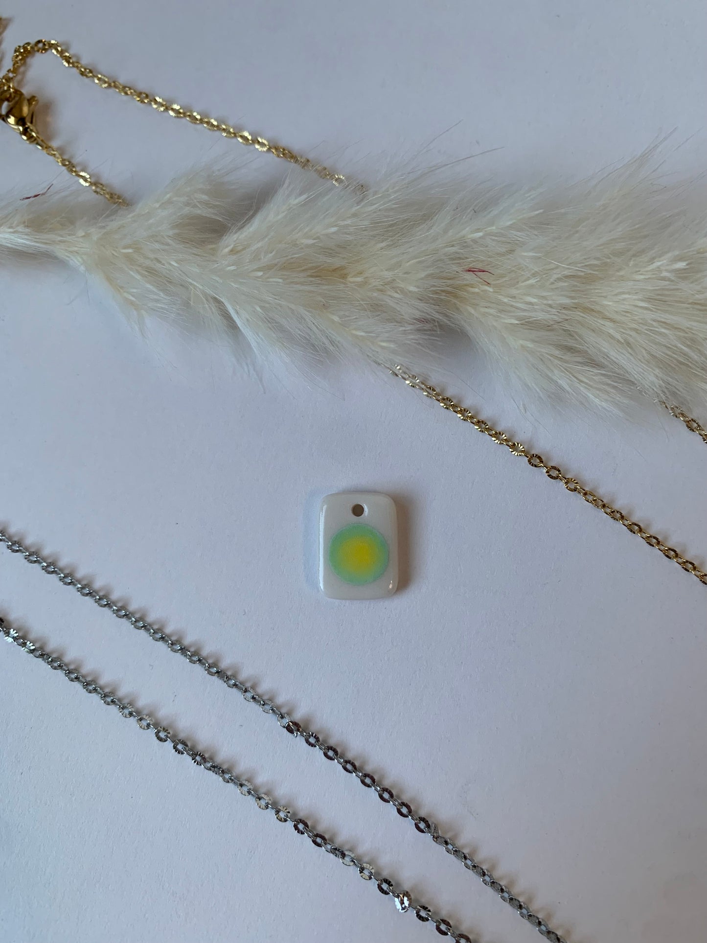 yellow + sea glass aura charm