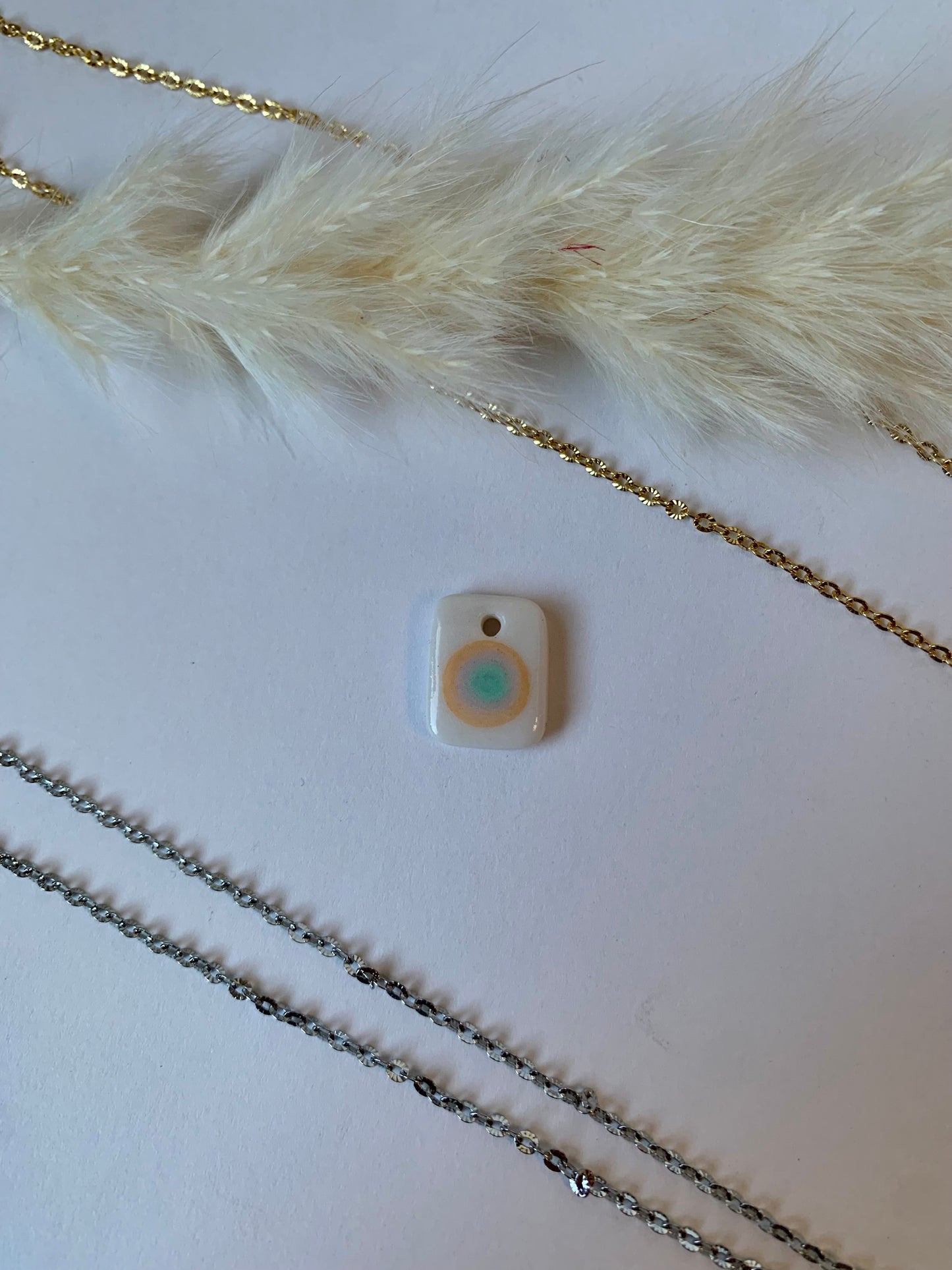 sea glass + orange aura charm necklace