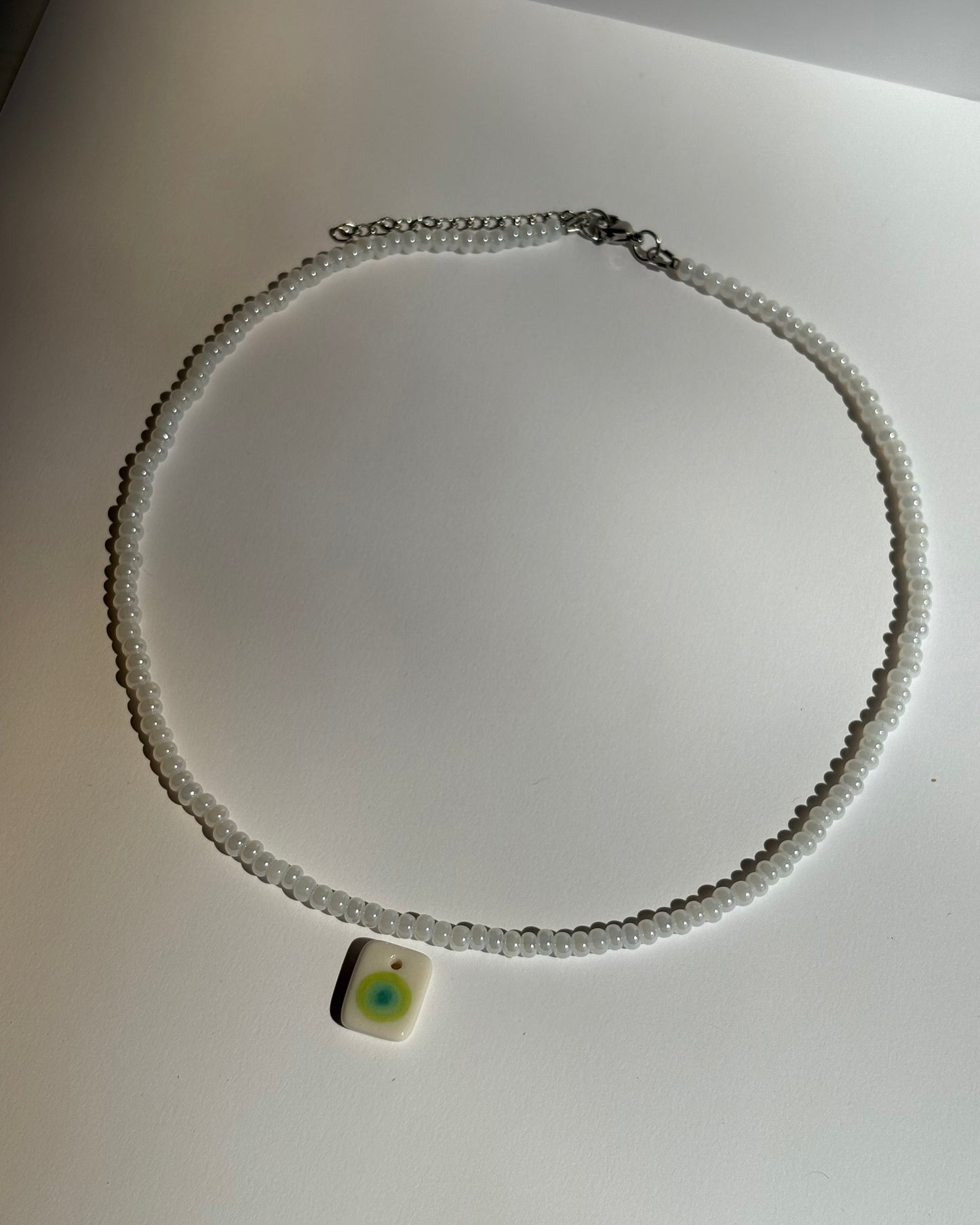 turquoise + lime green aura charm necklace