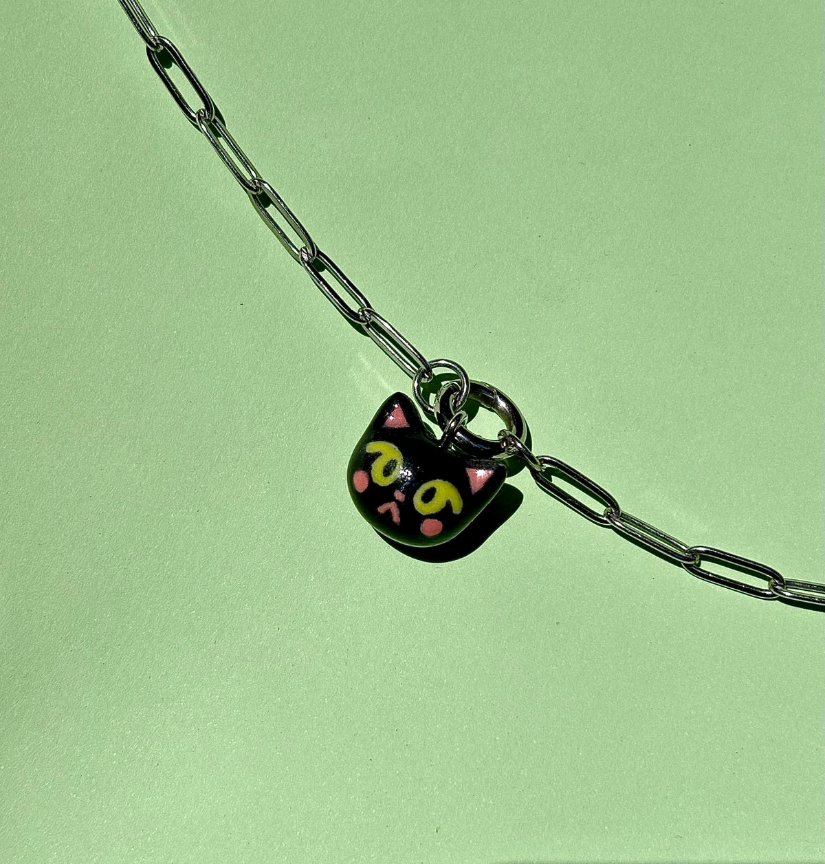black cat charm necklace