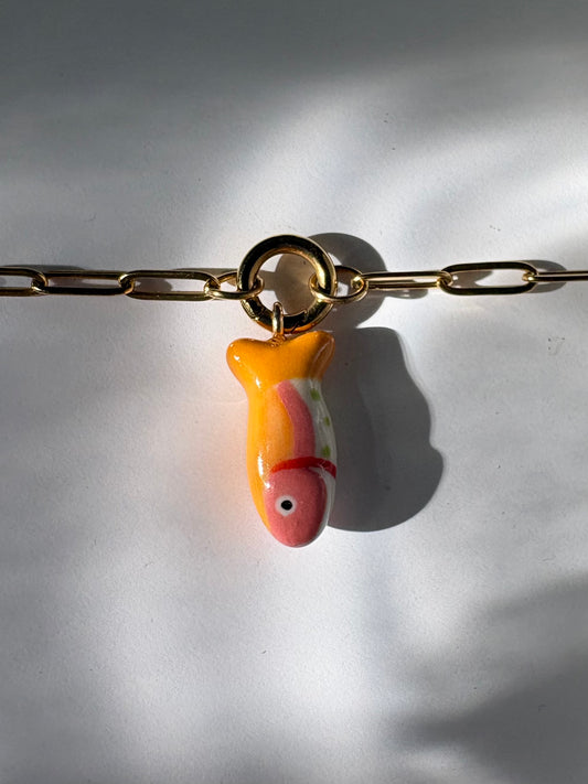 tangerine snapper charm necklace