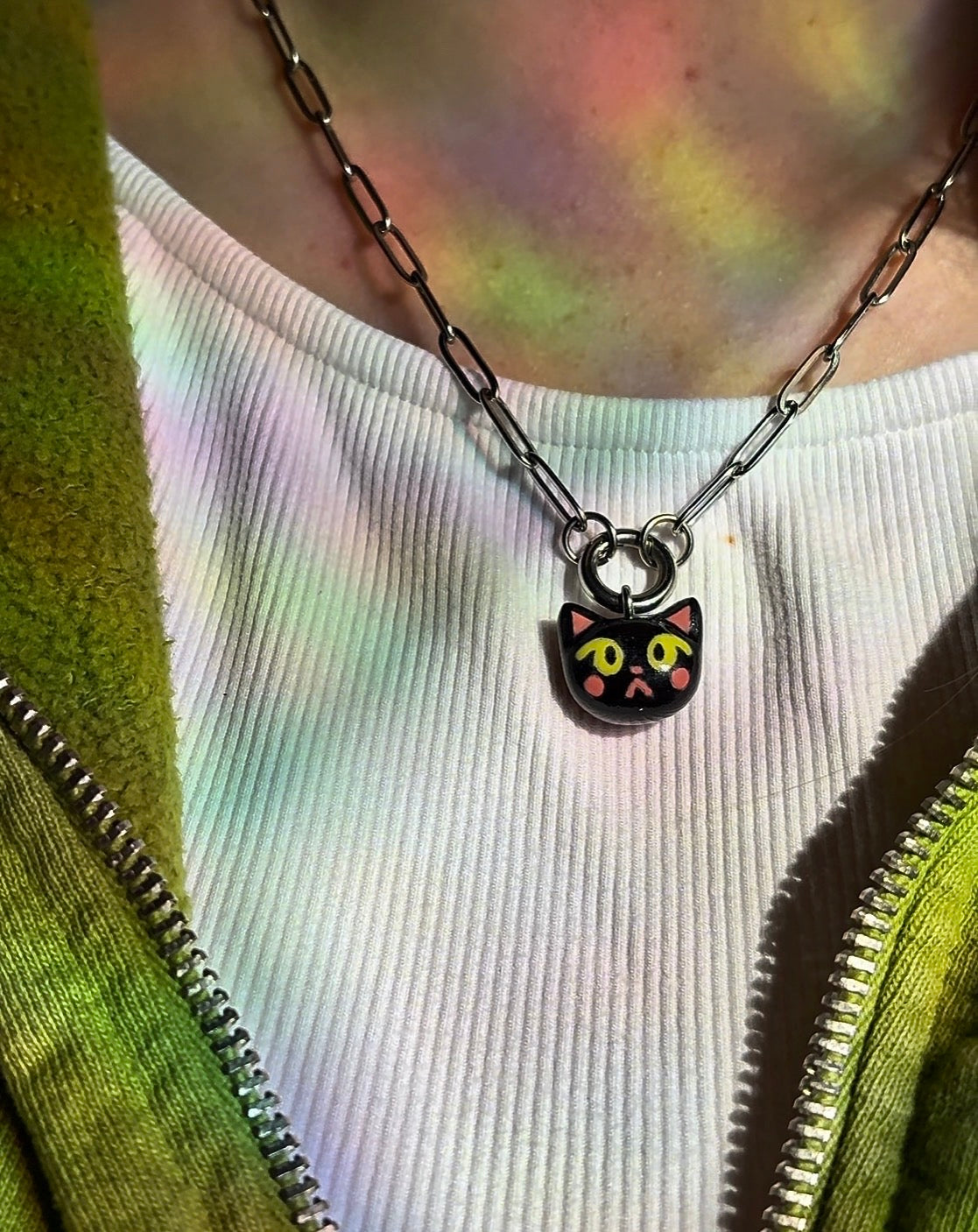 black cat charm necklace
