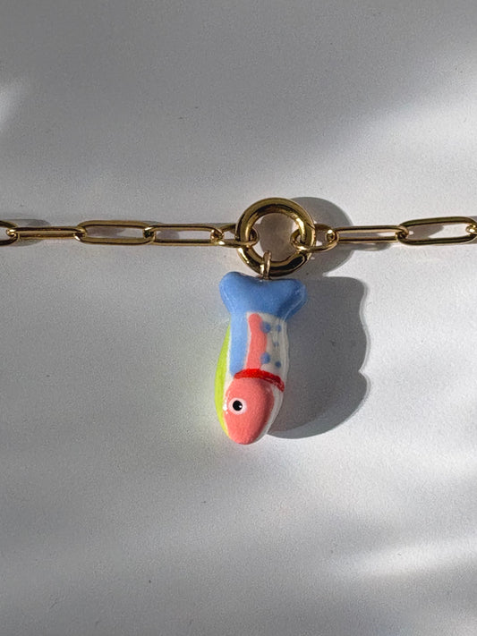 rainbow trout charm necklace