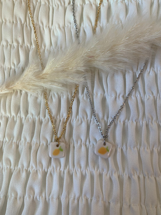 lemon charm necklace